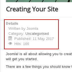 joomla article header before